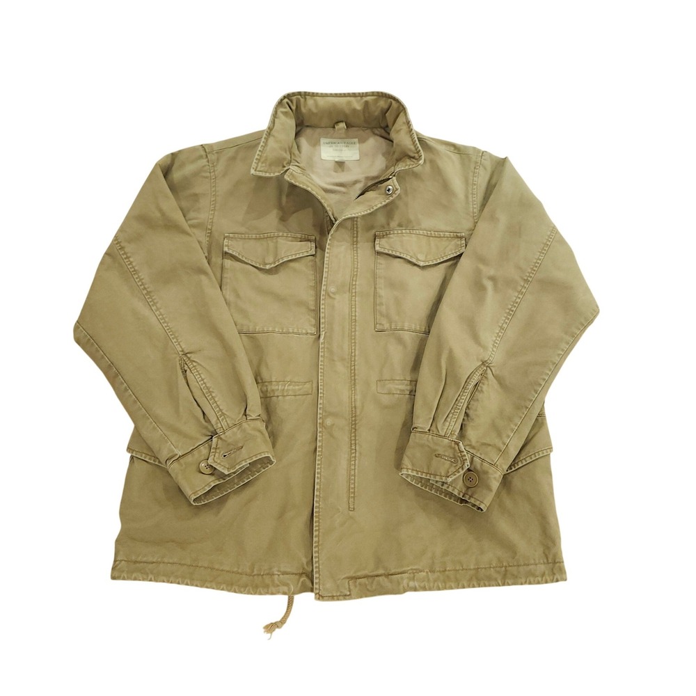 Y2K Vintage American Eagle M65 Cotton Field Jacket Khaki Men's L Hooded Military